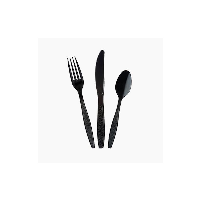 Black Plastic Dessert Spoon Premium